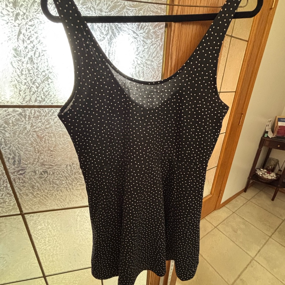 H&M DIVIDED BLACK AND WHITE POLKA DOT DRESS 19” PTP